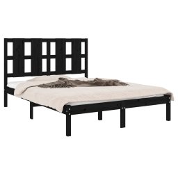 vidaXL Bedframe massief grenenhout zwart 140x190 cm