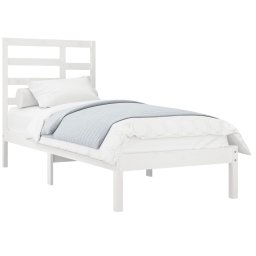 vidaXL Bedframe massief hout wit 90x200 cm