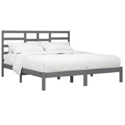 vidaXL Bedframe massief hout grijs 200x200 cm