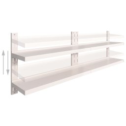 vidaXL Wandschappen zwevend 2-laags 2 st 240x30 cm roestvrij staal