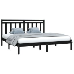 vidaXL Bedframe massief hout zwart 200x200 cm