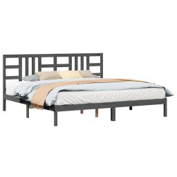 vidaXL Bedframe massief hout grijs 200x200 cm