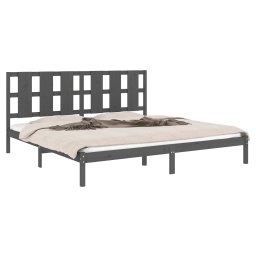 vidaXL Bedframe massief grenenhout grijs 200x200 cm