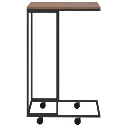 vidaXL Bijzettafel met wieltjes 40x30x63,5 bewerkt hout zwart