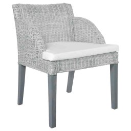 vidaXL Eetkamerstoelen 2 st met kussens natuurlijk rattan grijs