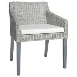 vidaXL Eetkamerstoelen 2 st met kussens natuurlijk rattan grijs