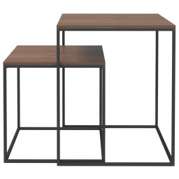 vidaXL Salontafelset 2 st bewerkt hout en metaal
