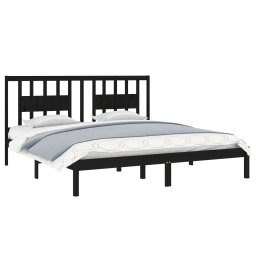 vidaXL Bedframe massief grenenhout zwart 200x200 cm