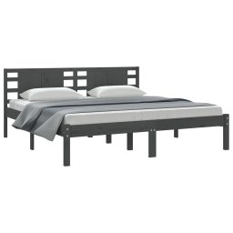 vidaXL Bedframe massief grenenhout grijs 200x200 cm