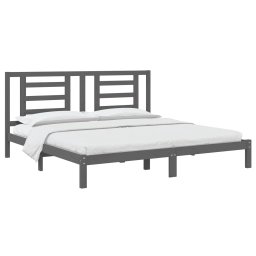 vidaXL Bedframe massief grenenhout grijs 200x200 cm