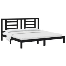 vidaXL Bedframe massief grenenhout zwart 200x200 cm