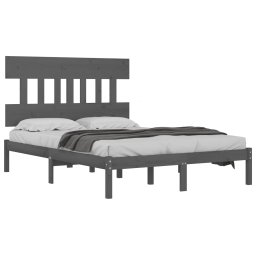 vidaXL Bedframe massief hout grijs 200x200 cm