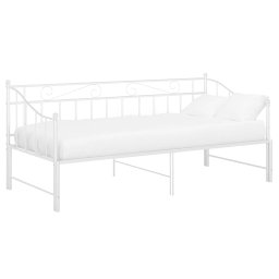 vidaXL Slaapbank uittrekbaar metaal wit 90x200 cm