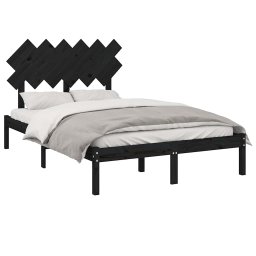 vidaXL Bedframe massief hout zwart 135x190 cm