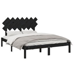 vidaXL Bedframe massief hout zwart 140x190 cm