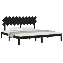 vidaXL Bedframe massief hout zwart 200x200 cm