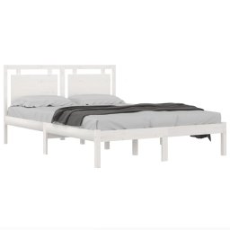 vidaXL Bedframe massief hout wit 200x200 cm