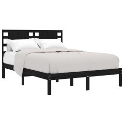 vidaXL Bedframe massief grenenhout zwart 140x190 cm