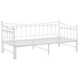 vidaXL Slaapbank uittrekbaar metaal wit 90x200 cm