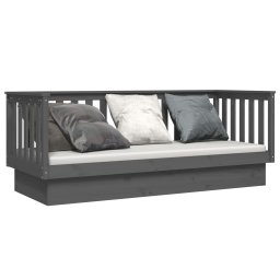 vidaXL Slaapbank 75x190 cm massief grenenhout grijs