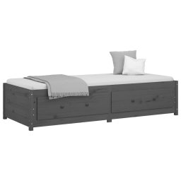 vidaXL Slaapbank 90x200 cm massief grenenhout grijs