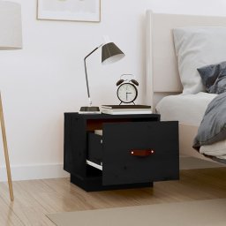 vidaXL Nachtkastjes 2 st 40x34x35 cm massief grenenhout zwart