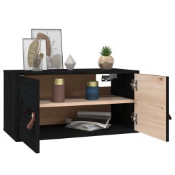 vidaXL Wandkasten 2 st 60x30x30 cm massief grenenhout zwart