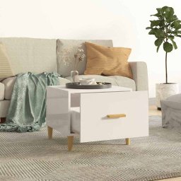 vidaXL Salontafel 50x50x40 cm bewerkt hout hoogglans wit