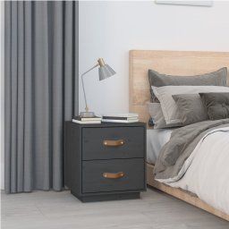 vidaXL Nachtkastjes 2 st 40x34x45 cm massief grenenhout grijs