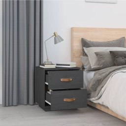 vidaXL Nachtkastje 40x34x45 cm massief grenenhout grijs