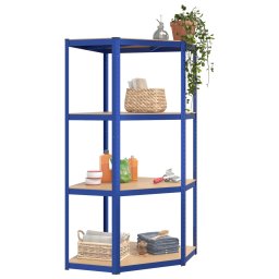 vidaXL Hoekrek 4-laags staal en bewerkt hout blauw