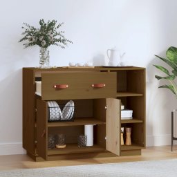 vidaXL Dressoir 98,5x40x75 cm massief grenenhout honingbruin