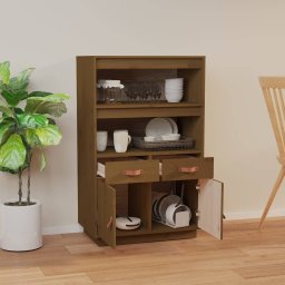 vidaXL Hoge kast 67x40x108,5 cm massief grenenhout honingbruin