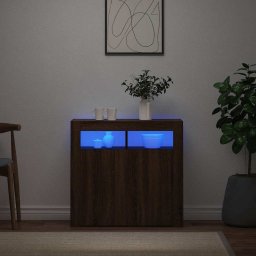 vidaXL Dressoir met LED-verlichting 80x35x75 cm bruin eiken