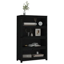 vidaXL Boekenkast 80x35x126 cm massief grenenhout zwart