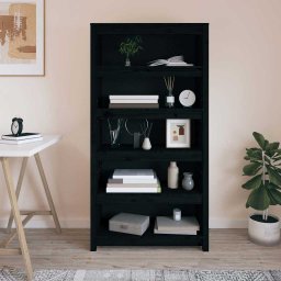 vidaXL Boekenkast 80x35x154 cm massief grenenhout zwart
