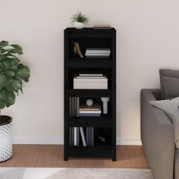 vidaXL Boekenkast 50x35x125,5 cm massief grenenhout zwart