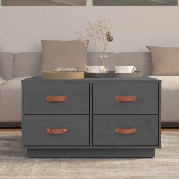 vidaXL Salontafel 80x80x45 cm massief grenenhout grijs