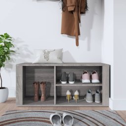 vidaXL Schoenenkast 100x35x45 cm bewerkt hout grijs sonoma