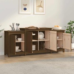vidaXL Dressoir 164x37x68 cm massief grenenhout honingbruin