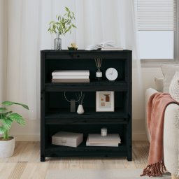 vidaXL Boekenkast 80x35x97 cm massief grenenhout zwart