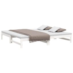 vidaXL Slaapbank uitschuifbaar 100x200 cm massief grenenhout wit