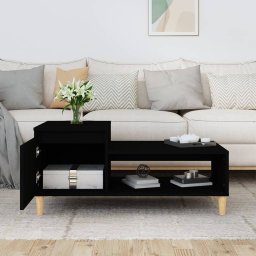 vidaXL Salontafel 100x50x45 cm bewerkt hout zwart