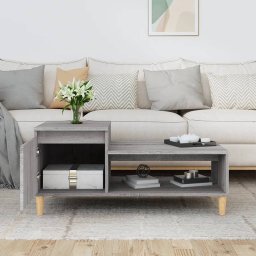 vidaXL Salontafel 100x50x45 cm bewerkt hout grijs sonoma