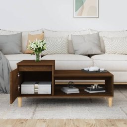 vidaXL Salontafel 100x50x45 cm bewerkt hout bruineiken