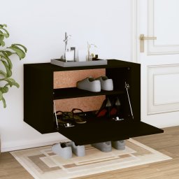 vidaXL Wandschoenenkast 70x35x38 cm bewerkt hout zwart