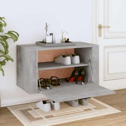 vidaXL Wandschoenenkast 70x35x38 cm bewerkt hout betongrijs