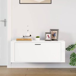 vidaXL Wandschoenenkast 100x35x38 cm bewerkt hout wit