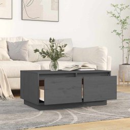 vidaXL Salontafel 80x50x35 cm massief grenenhout grijs