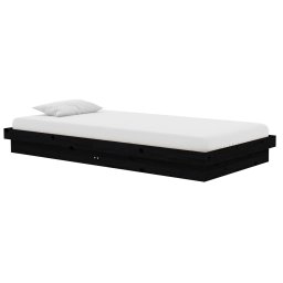 vidaXL Bedframe massief hout zwart 100x200 cm